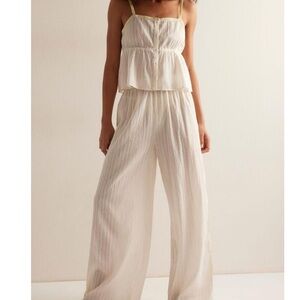 Free People Cream Cotton Pants Set
